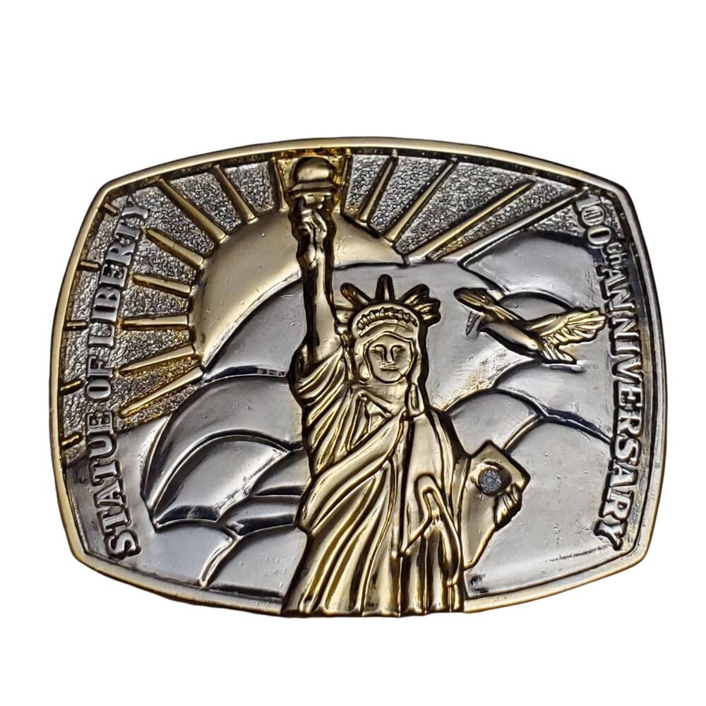Statue of‎ Liberty Gold Metal Belt Buckle 100 Anniversary of Liberty 1886-1986